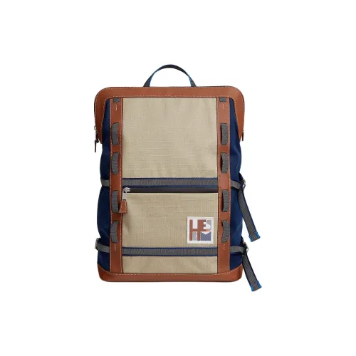 HERMES Off Piste Холст с Regate Taurillon Кожа Рюкзак Unisex Light Желтая Умбра Сапфирово-Синий