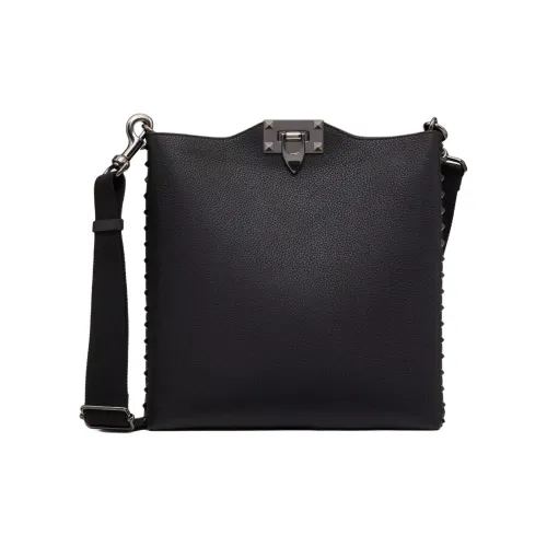 Valentino Рельефная Телячья Кожа Сумка через плечо Мужская Черная