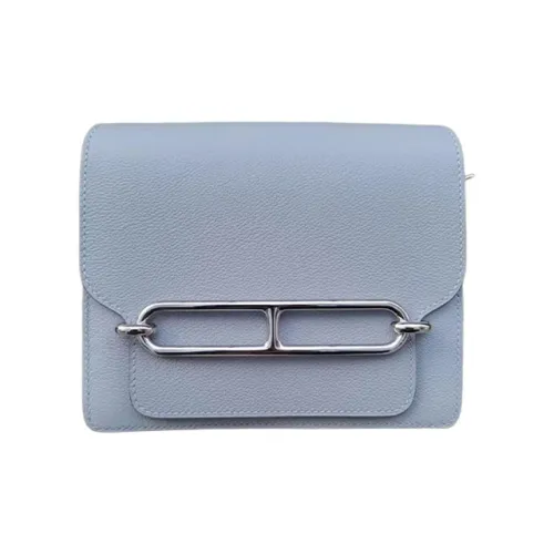 HERMES Roulis Evercolor Телячья кожа Свиной нос Сумка Сумка через плечо Мини Женские 8U BLEU Ледниково-голубой