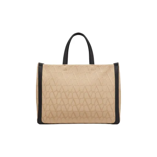 Valentino Телячья кожа Тоут Сумка Сумка для покупок Сумка среднего размера Мужская Бежевая и Черная