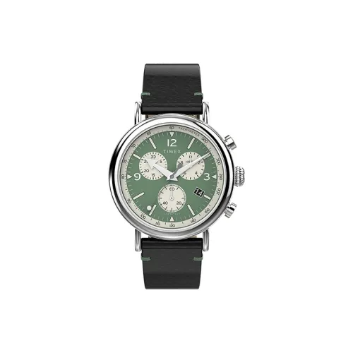 TIMEX Standard Series Мужские часы Кварцевый механизм Кожаный ремешок 41 мм Зеленый циферблат TW2V71000