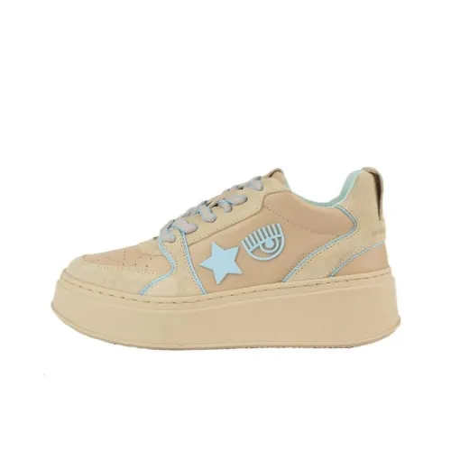CHIARA FERRAGNI CF School Low Топ Скейтборд Кроссовки 4CM Женские Бежевый Коричневый