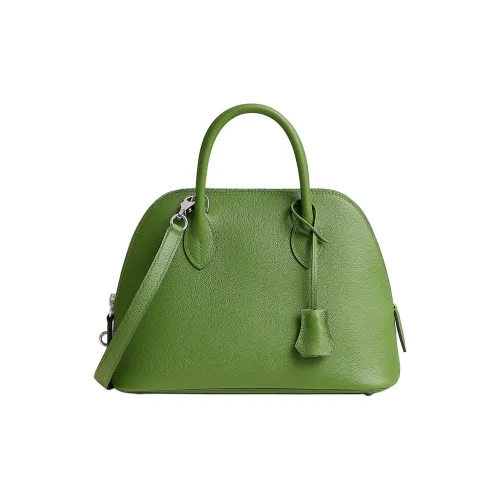 HERMES Bolide Evercolor Телячья кожа Сумка для боулинга Сумка через плечо Сумка Женская Шелк Синий Зеленый