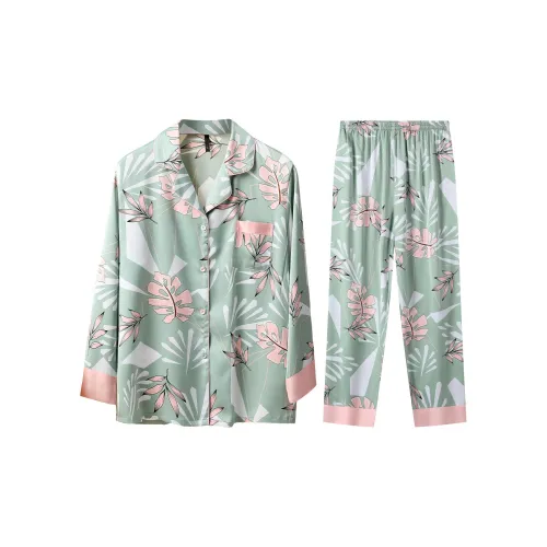 H YXIANG Пижамный комплект женский светлый лесной зеленый