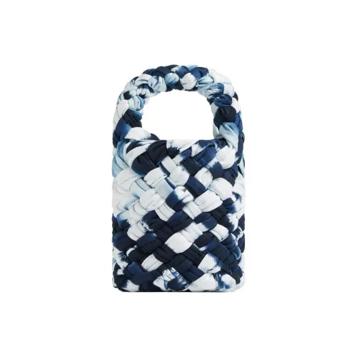 Bottega Veneta Kalimero Хлопок Через плечо Сумка Маленькая Женская Морской Синий и Белый