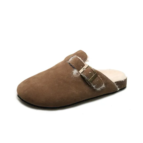 Тапочки для дома с принтом персика плоская подошва женские бренд CAMEL