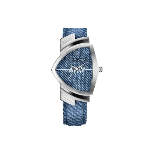 HAMILTON ADVENTURE Collection Кварцевый механизм Унисекс Часы 32,3*50,3 мм Синий циферблат Корпус из нержавеющей стали Ремешок из холста