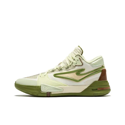 Erke Баскетбольные кроссовки High Top, хлопок, белый, Meadow, зеленый, мужской