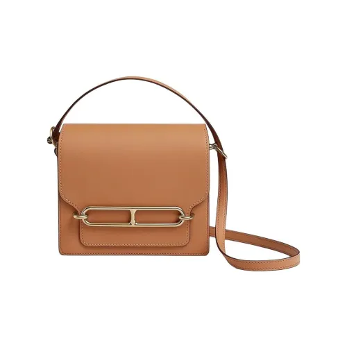 HERMES Roulis Swift Телячья кожа Свиной нос Сумка Сумка через плечо Мини Женские 21 Naturel SABLE Светло-чайный