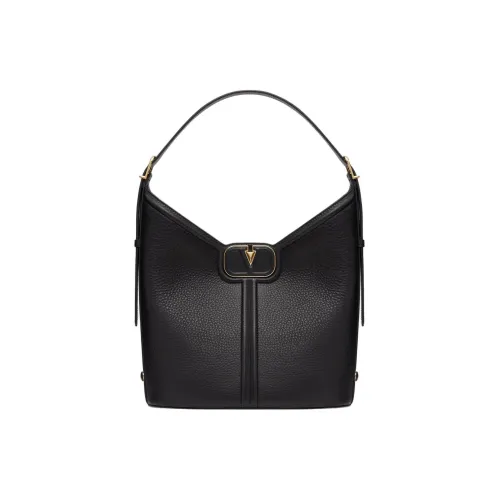 Valentino Рельефная Телячья Кожа Сумка-хобо Сумка через плечо Женская Черная