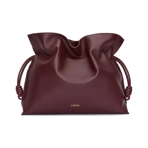 LOEWE Flamenco Napa Голень Кожа Портативный Одно плечо Клатч Экстра-большой Женский Темно-бордовый