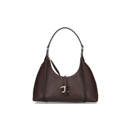 TOD'S Timeless Телячья кожа Сумка-хобо Сумка через плечо Маленькая Женская Красно-коричневая