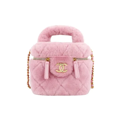 CHANEL Шерсть Плюшевая Коробка Сумка Сумка через плечо Сумка через плечо Мини Женская Розовая