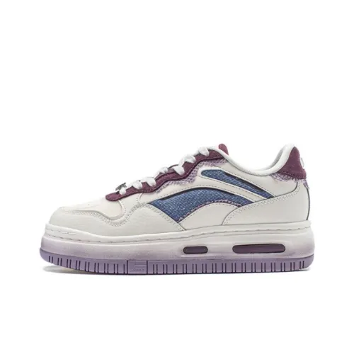 LiNing Future C1 Противоскользящие Амортизирующие Устойчивые к износу Поддерживающие Низкие Кроссовки для скейтбординга Женские Белые Фиолетовые