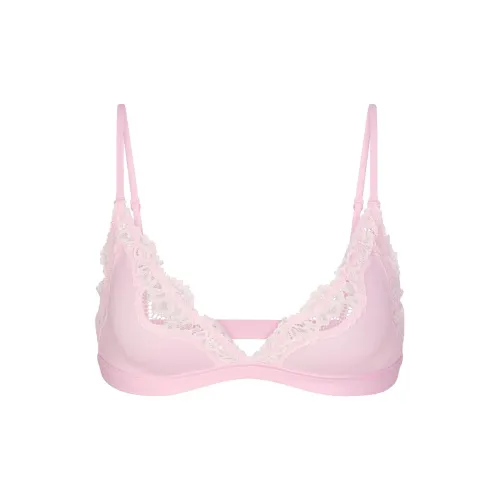 SKIMS День святого Валентина Подходит всем ЛЕГКИЙ КРУЖЕВО ТРЕУГОЛЬНИК Бюстгальтер Женский Вишневый цветок Тональный Вишневый цветок Тон