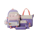 Фиолетовый комплект из 5 предметов с рюкзаком, подвеской в виде медведя и бейджем