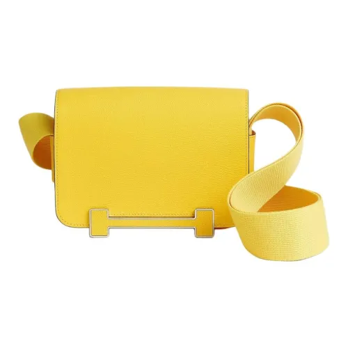 HERMES Geta Mysore Шевро Деревянные Сандалии Сумка Сумки через плечо Сумка на плечо Женская Неаполитанский Желтый