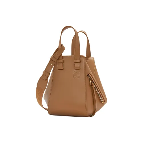 LOEWE Hammock Сатин Коровья кожа Портативный Сумка через плечо Сумка на плечо Женская Цвет дубовый коричневый