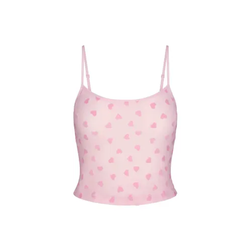 SKIMS Valentine's Day Collection Прозрачный Вельвет Укороченный Топ Пижамы Женские Детский Розовый Светло-Розовый