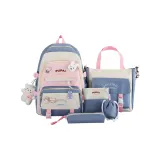 Синий комплект из 5 предметов с рюкзаком, подвеской в виде медведя с бейджем