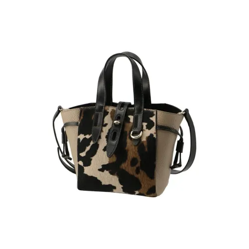 Furla Net Collection Кожа Тоут Сумка Сумка для покупок Сумка Сумка через плечо Мини Унисекс Сливочный с Леопардовым принтом