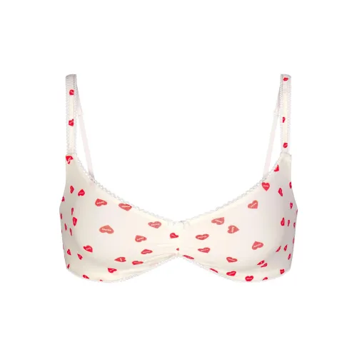 SKIMS FITS EVERYBODY PICOT Комбинированный SKIMPY Scoop Бюстгальтер Женский Рубин Сердце Принт Рубин Сердце Формирующий Принт