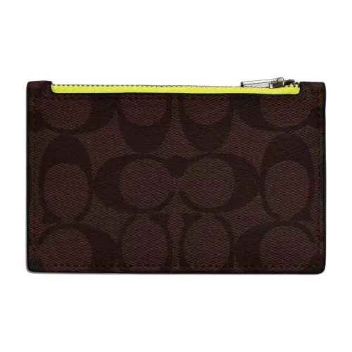 COACH Кошелек из телячьей кожи с покрытием холст держатель для карт мужской цвет махагон и ярко-желтый