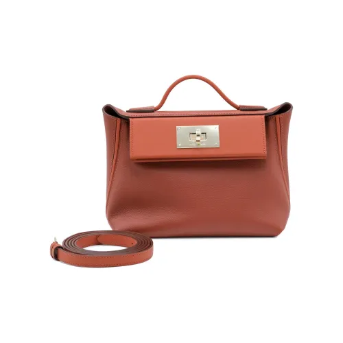 HERMES 24 24 Evercolor Swift Телячья кожа Сумка Сумка через плечо Мини Женская 6C Cuivre Тыква Медный Красный