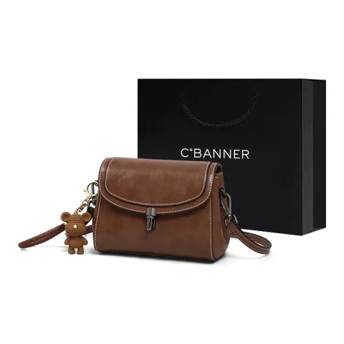 C°BANNER Синтетическая кожа Спилок коровья кожа Маленькая квадратная сумка через плечо Обычная Женская Кофе Экрю