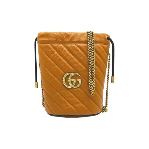 GUCCI GG Marmont Кожа Ведрообразная Сумка через плечо Мини Женская Коричневая