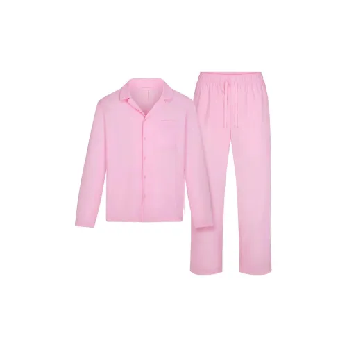 SKIMS Valentine's Day Collection Хлопковый поплин Мужской Длинный Сон Набор Комплект Пижамы Мужской Жевательная резинка Жевательная резинка