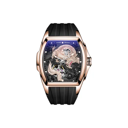 REEF TIGER Автоматический Механический Механизм Мужские Часы 44,6mm*18,25mm Черный
