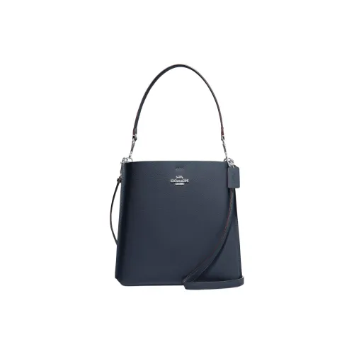 COACH Mollie Двойная сторона кожаная ведрообразная сумка сумка через плечо сумка через плечо большая женская серебряная панель из денима