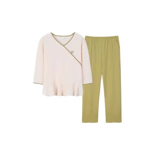 Sha Qian Пижамный комплект Весенний и Осенний Женские Шампань