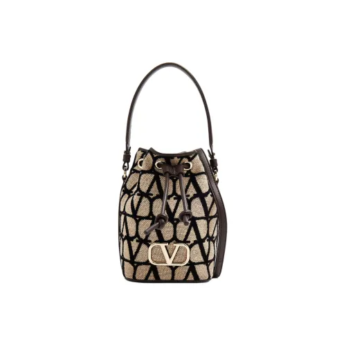 Valentino Ткань Ведрообразной Формы Сумка Мини Женский Коричневый и Бежевый
