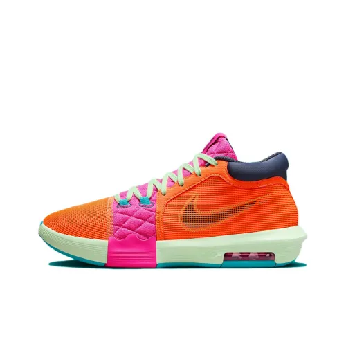 Nike LeBron Witness 8 Устойчивый к истиранию MID Баскетбольные кроссовки Мужской Оранжевый Розовый