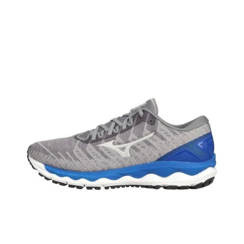 Mizuno Wave Sky Waveknit 4 Sw Шок-абсорбирующие Низкий топ Беговые кроссовки Мужские Серый Синий