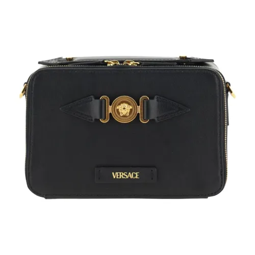 VERSACE Сумка через плечо из телячьей кожи мужская черная