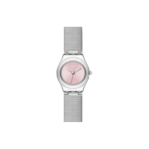 Swatch Quartz Механизм Женские часы 25 мм Розовый циферблат Корпус из нержавеющей стали Стальной ремешок