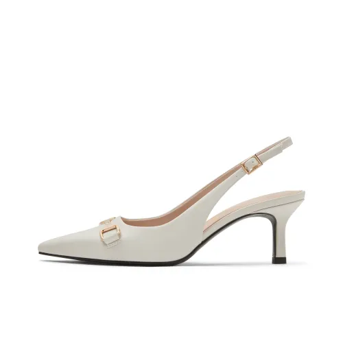 CHARLES KEITH Маленький CK Высокий каблук Сандалии 6,4CM Женские Мел Белый Черный Коньячный бренди