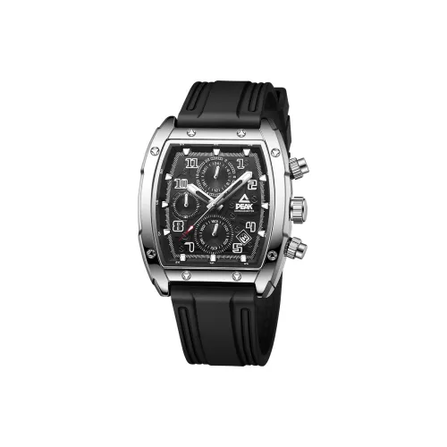PEAK Climber Series Кварцевый механизм Силиконовый ремешок Часы Мужские Черный циферблат