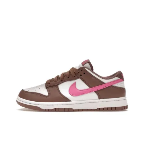Nike Dunk Скейтборд Кроссовки Низкие Топ Коричневый Белый Розовый Женские