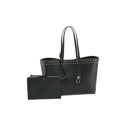 Jimmy Choo Smooth Calfskin Комбинированная Сумка Тоут Сумка Сумка для покупок Сумка через плечо Сумка Женская Черная