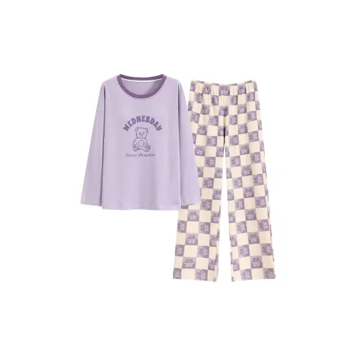 The Story Of The Flower Season Осенний комплект домашней одежды для женщин брюки повседневный милый свободный крой светло-фиолетовый