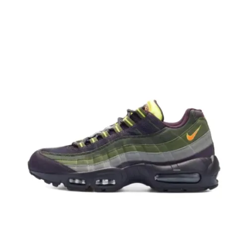 Nike Air Max 95 Амортизация Износостойкий Низкий Топ Беговые кроссовки Унисекс Зеленый Черный