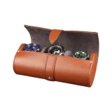 3 слота для часов [Коричневый микрофибра кожа + Серый ультра-мягкая ткань]