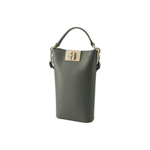 Furla 1927 Collection Телячья кожа Чехол для телефона Портативный Crossbody Сумка Сумка через плечо Мини Женская Кактусовая Серо-зеленая