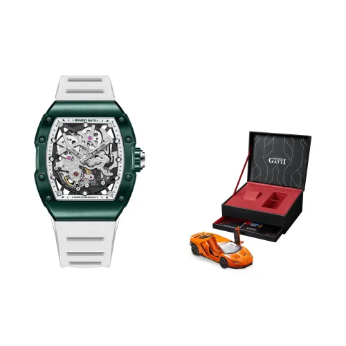 BONEST GATTI Phantom Time Автоматический Механический Механизм Резиновый Ремешок Часы Мужские Часы Черепный Циферблат