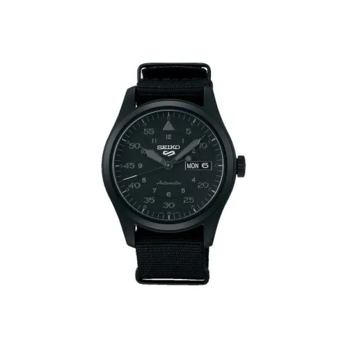 SEIKO Автоматический Механический Механизм Нylon Ремешок Часы 40 мм Мужские Часы Черный Циферблат SRPJ11K1