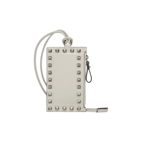 Valentino Rockstud Телячья кожа Держатель для карт кошелек Маленький Мужской Серый